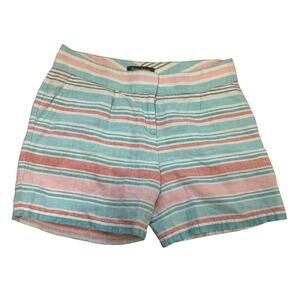 Tommy Bahama Kohala White Aqua Orange Striped Linen Shorts sz 4